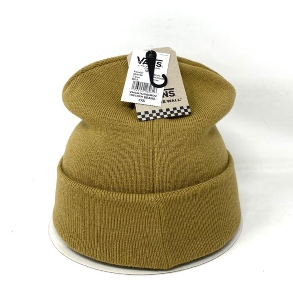 VANS Trecker Beanie Knit Tan Black Hat Unisex One Size Logo VN0A7UDDMD2 - Picture 2 of 3